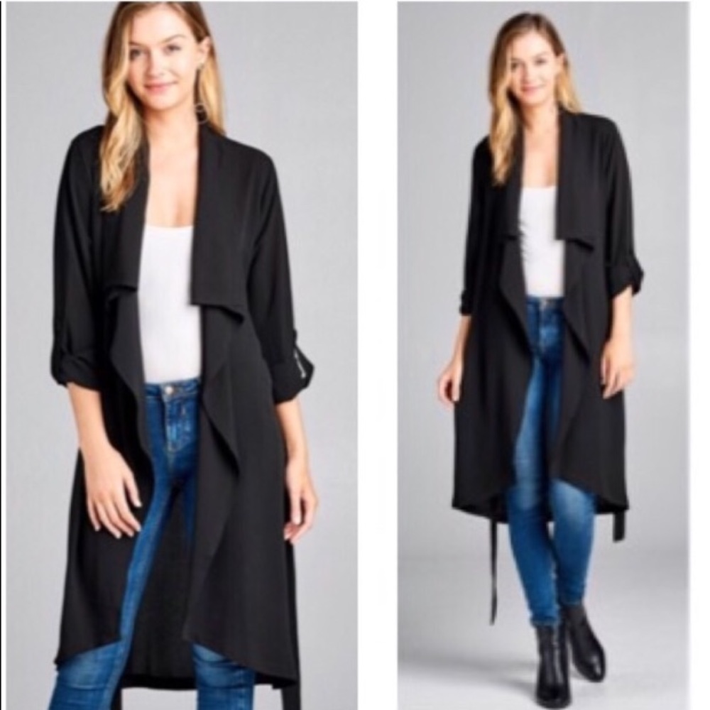 Black Handkerchief Hem Oversize Jacket